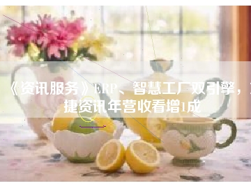 《資訊服務》ERP、智慧工廠雙引擎，東捷資訊年營收看增1成